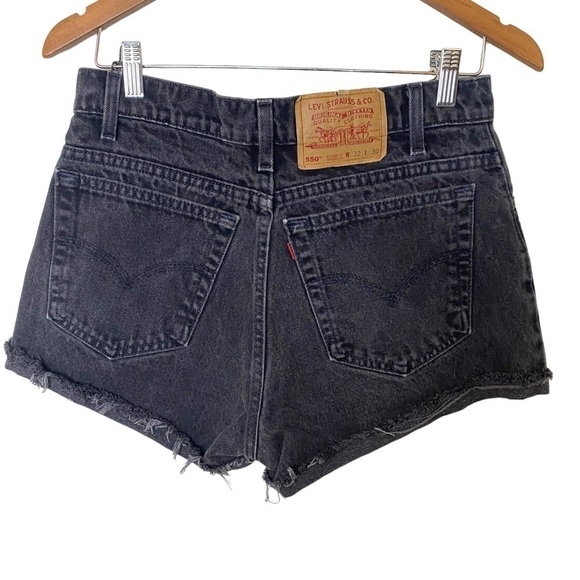 LEVI'S Washed Black Denim Cut Off Shorts - Picture 5 of 11